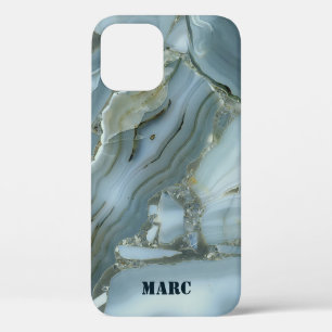 Blauwe marmering iPhone 12 hoesje