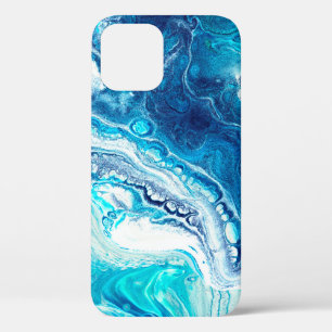Blauwe marmertextuur iPhone 12 hoesje