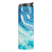 Blauwe marmertextuur thermosbeker (Gedraaid links)