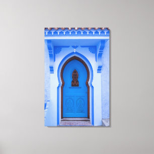 Blauwe Marokkaanse Deur Canvas Afdruk