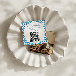 Blauwe Marokkaanse Tegels QR Code Bruiloft Informatiekaartje