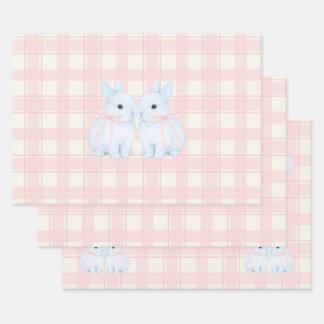 Blauwe Marshmallow Konijn Konijnen Pasen Inpakpapier Vel
