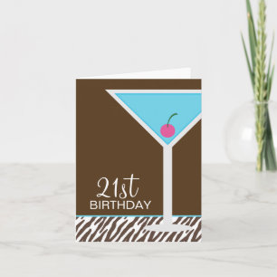 Blauwe Martini en Gestreept Patroon Kaart