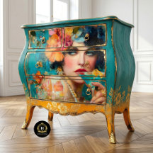 Blauwe Martini Glam Vrouw Decoupage
