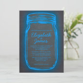 Blauwe Mason Jar Wedding Invitations Kaart (Staand voorkant)
