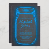 Blauwe Mason Jar Wedding Invitations Kaart (Voorkant / Achterkant)