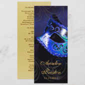 Blauwe Masquerade Huwelijksprogramma Uitnodiging (Voorkant / Achterkant)