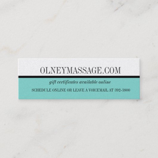 Blauwe massage en spa contactkaart contactkaartje (Voorkant)
