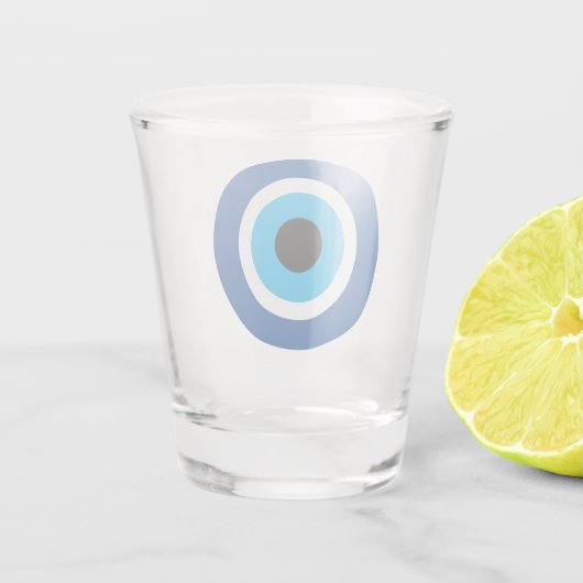 Blauwe Mati Evil Eye Grieks Symbool Shot Glass Shot Glas (Achterkant)