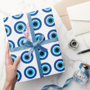Blauwe Mati Evil Eye symbool inpakpapier