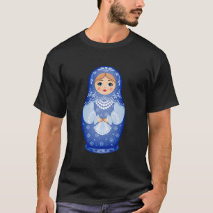 Blauwe Matryoshka Russische nestpop T-shirt