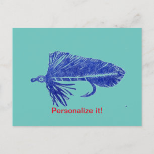 Blauwe Matuka-wimpel, vliegende visserij, vliegend Feestdagenkaart