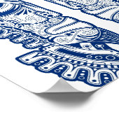 Blauwe Mayan Twins Mask Illusion on White Poster (Hoek)