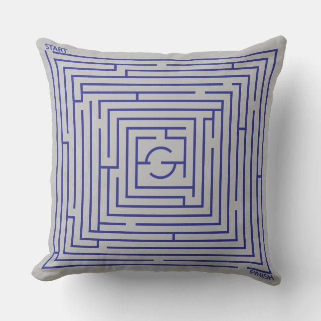 Blauwe Maze Kussen (Voorkant)