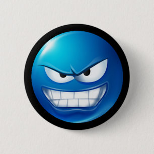 blauwe meanie emoji ronde button 5,7 cm