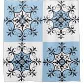 Blauwe medallion douchegordijn (Voorkant)