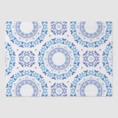 Blauwe mediterrane Portugese Azulejo-Tegel Pattern Tissuepapier (Voorkant)