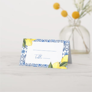 Blauwe mediterrane Tegel en Citrus bruiloft