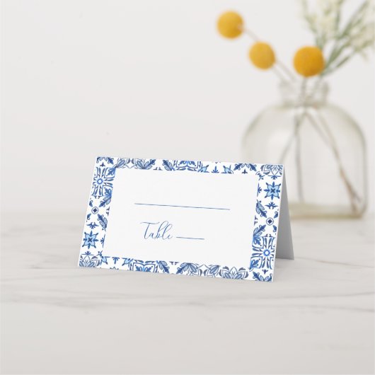 Blauwe mediterrane Tegel en Citrus bruiloft (Voorkant)