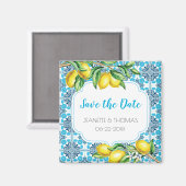 Blauwe mediterrane Tegel Lemon Opslaan Datum Magneet (Voorkant / Achterkant)