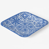 Blauwe Mediterrane tegel trouw- of bruidsfeest Papieren Bordje (Gebogen)