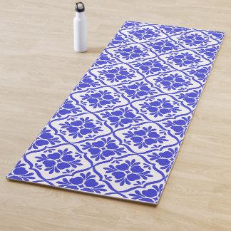 Blauwe mediterrane tegels vintage yogamat
