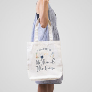 Blauwe meisjesachtige moderne script moeder van de grote tote bag