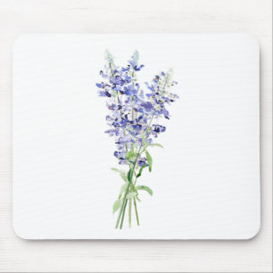 blauwe melkbloemen bouquet waterverf muismat