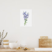 blauwe melkbloemen bouquet waterverf poster (Keuken)