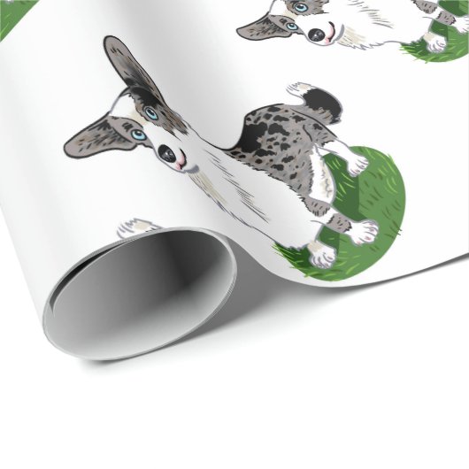 Blauwe merg, Corgi Cardigan. Cadeaupapier (Rol Hoek)