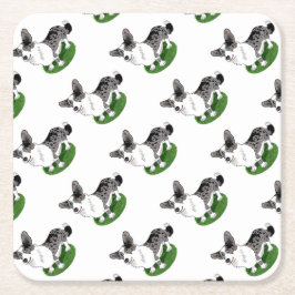 Blauwe merg, Corgi Cardigan. Vierkante Kartonnen Onderzetter