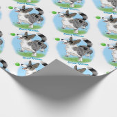 Blauwe merle Corgi met bal Cadeaupapier (Hoek)