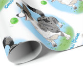 Blauwe merle Corgi met bal Cadeaupapier (Rol Hoek)