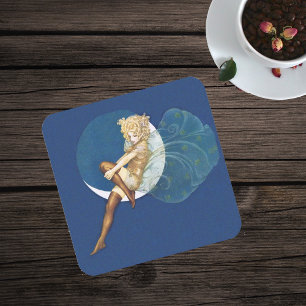 Blauwe Mestkousen Blauwe Maan Vierkante Kartonnen Onderzetter