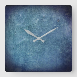 Blauwe metalen textuur vierkante klok