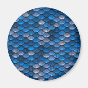 Blauwe metallische schaal visdraak Mermaid textuur Magneet