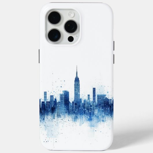 Blauwe metropolitane architectuur panorama Case-Mate iPhone case (Achterkant)