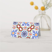 Blauwe Mexicaanse kleurrijke tegels bruidsdouche g (Achterkant)