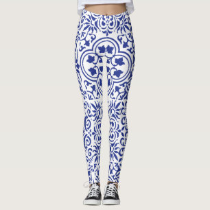 Blauwe Mexicaanse tegel Leggings