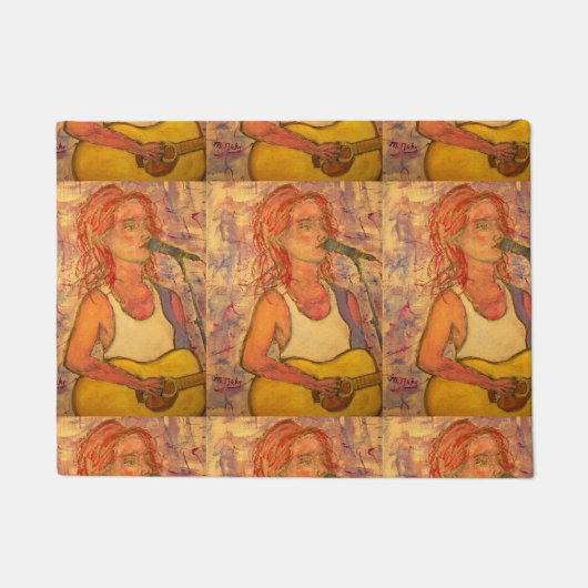 blauwe microfoon-werkspanning deurmat (Voorkant)