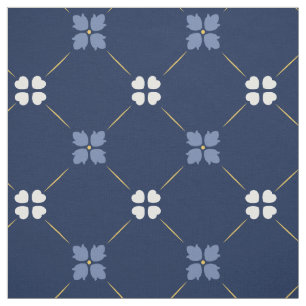Blauwe Middellandse-Tegels Floral Pattern Stof