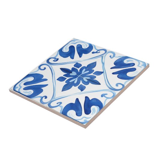 Blauwe Middellandse Zee Tegeltje (Zijkant)