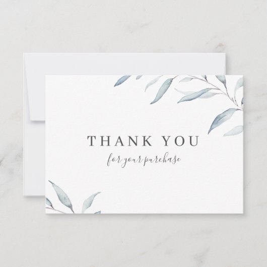 Blauwe minimale groene zakelijke logo bedankt u kaart (Voorkant)