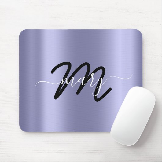 Blauwe minimale naam Monogram grijs Muismat (Met muis)