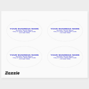 Blauwe minimale vlek Teksten op wit Ovale Sticker