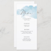 Blauwe, minimalistische babyjongen menu (Voorkant / Achterkant)