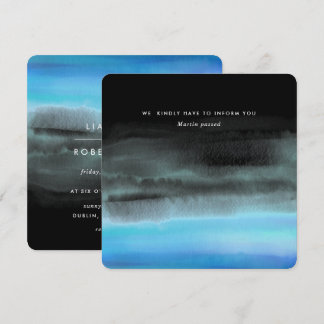 Blauwe Minimalistische Waterverf Golven Kaart