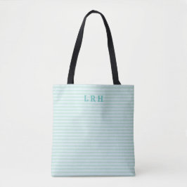 Blauwe Mint Streep Klassieke Monogram Beginletters Draagtas