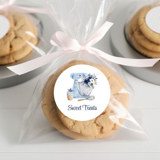 Blauwe mixer ronde sticker