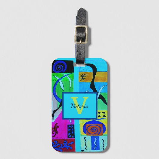 Blauwe Mode Abstracte inspuiting van Matisse Bagagelabel (Voorkant (verticaal))